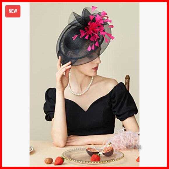 Large Fascinator Derby Hat with Feathers and Hair Clip for Special Occasions main image 4